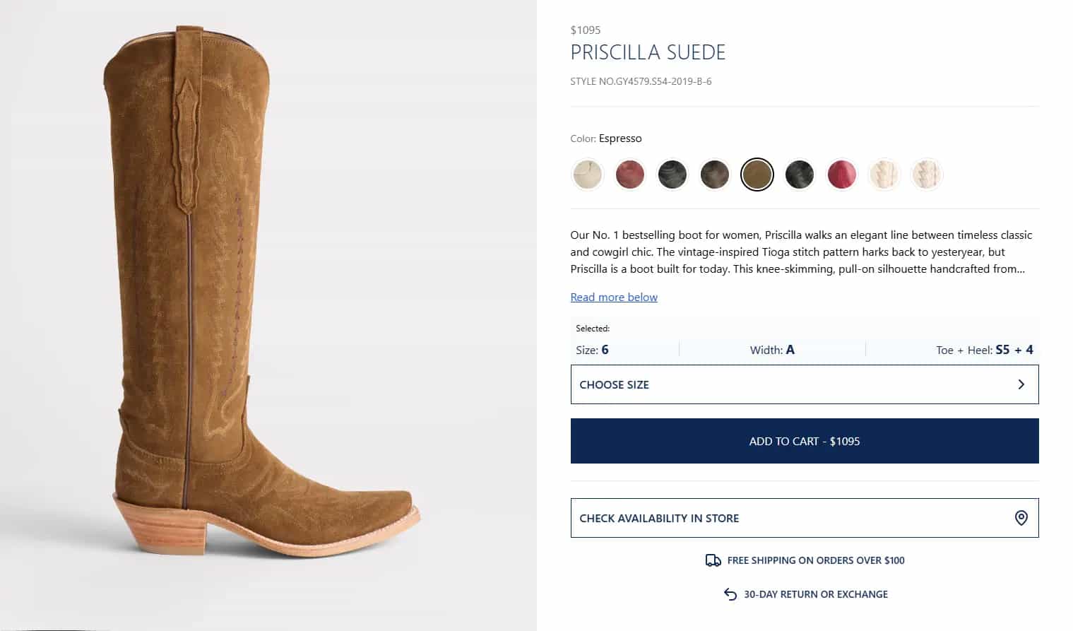 Clone of lucchese.com product page
